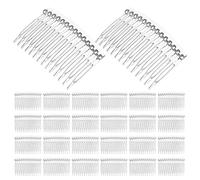 HAMPPLIES 50pcs Clear Plastic Hair Combs Teeth Lightweight Updo Styling Tool for Women Bridal Veil Small Side Parting Comb Detangling French Bun Accessories