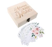 HAMPPLIES 50pcs Prediction Cards Shower Parent Advice Cards Wooden Keepsake Box for Shower Display