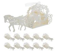 HAMPPLIES 50pcs Weeding Party Favor Boxes Shower Candy Boxes Decorative Favor Wedding Holders Bridal Shower Hollow Out Candy Goodie Beige