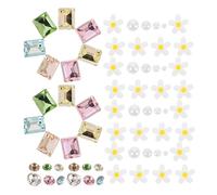 HAMPPLIES 5pack Daisy Flower Nail Charms with Pointed Bottom Rhinestones Pearls for Secure Fit Colorful Nail Art Decorations DIY Accessories for Manicure Design