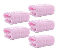 HAMPPLIES 5pcs Baby Washcloths Muslin Burp Cloths 6-Layer Cotton Baby Drool Towels Soft Absorbent Face Towels for Newborns Infant Essentials Pink