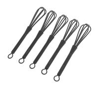 HAMPPLIES 5pcs Black Plastic Hair Dye Mixing Whisks Semi-Automatic Hand Press Mini Mixer for Hair Coloring and Cooking Kitchen Utensil Suitable for Salon and Home Use