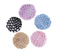 HAMPPLIES 5pcs Elastic Crochet Hair Snood Net Handmade Mesh Hairnet for Dance Performance Ballet Gymnastics Party Use in Maize Yellow Light Purple Blue Black