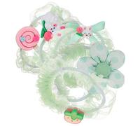 HAMPPLIES 5pcs Elastic Hair Scrunchies for Hair Ropes with Green Floral Design for Daily Wear and Festival Costumes