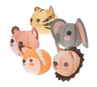 HAMPPLIES 5pcs Jungle Animal Paper Lanterns Hanging Birthday Party Decorations Cartoon Tiger Lion Bear Elephant Fox Theme for Festival Indoor Outdoor Use