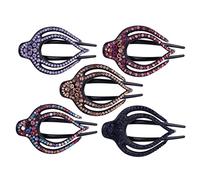 HAMPPLIES 5Pcs Rhinestone Hair Clips for Women Hairpins with Strong Grip Creative Three Prong Duckbill Barrettes Fashionable Hair Accessories Random Color