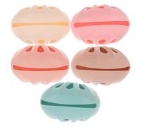 HAMPPLIES 5pcs Silicone Makeup Sponge Storage Case with Ventilated Dustproof Shell Portable Beauty Egg Holder for Travel Quick-access Puff Organizer in Pink Khaki White Pink