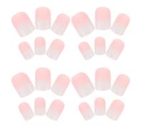 HAMPPLIES 6 Sets Short Square Gradient Press On Nails 24pcs Full Cover White Ombre False Nail Extensions for Women Wedding Party Festival