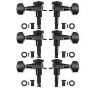 HAMPPLIES 6pcs Black 1:18 Ratio Locking Guitar String Turners Set Full Enclosed Metal Alloy Tuning Pegs for Electric and Acoustic Guitars 3 Left 3 Right String Lock Buttons
