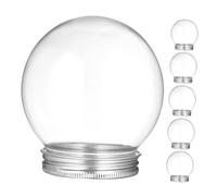HAMPPLIES 6pcs Clear Plastic Snow Globes with Screw Lids Spillproof Candy Storage Jars for DIY Water Globe Crafts Multi-use Containers for Holiday Decorations and Organizing Supplies