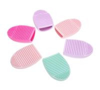 HAMPPLIES 6pcs Egg Shaped Makeup Brush Cleaning Pad Durable Silicone Scrubber for Beauty Tool Cleaning Mixed Color Design for Convenient Storage
