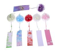 HAMPPLIES 6pcs Japanese Wind Chimes Colorful Glass Flower Bells Outdoor Hanging Decorations for Garden Balcony Porch Window with Tranquil Melody and Radiant Finish
