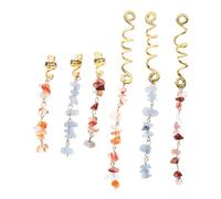 HAMPPLIES 6pcs Natural Stone Dreadlock Pendants Hair Jewelry Braids Lightweight Dread Beads Accessories for Women Men Stylish Braided Hair Decoration