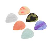 HAMPPLIES 6pcs Resin Guitar Picks Thin Thumb Plectrums for Acoustic Electric Bass Banjo Smooth Grip with Color Coded Versatile Thickness for Stage Performances and Practice