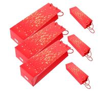 HAMPPLIES 6pcs Simple Paper Wine Bags Handle Wine Bottle Carrier for Holidays Weddings and Festivals Versatile Wrapping for Spirits and