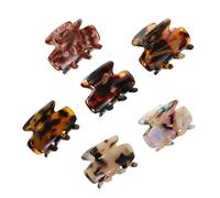 HAMPPLIES 6pcs Tortoise Acetate Hair Claw Clips Leopard Print Small Barrettes for Women Non-slip Teeth Design for Thick Fine Hair for Parties Daily Wear