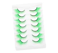 HAMPPLIES 7 Pairs Green False Eyelashes Halloween Makeup Eyelashes Costume Lashes Filament