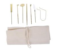 HAMPPLIES 7Pcs Brass Incense Burner Accessories with Bag Includes Ash Pressing Tool Long Handle Brush and Incense for Yoga Meditation and Home Fragrance