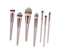HAMPPLIES 7Pcs Makeup Brush Set with Premium Nylon Fibers Gold High-end Handles Precision Cosmetic Tools for Eyeliner Eyeshadow and Blending Suitable for Beginners and