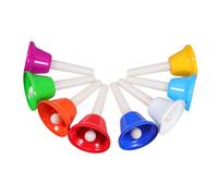 HAMPPLIES 8pcs Colorful Hand Percussion Jingle Bells Set for Musical Instruments Educational with Distinct Notes and Sturdy Wood Metal Construction