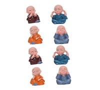 HAMPPLIES 8pcs Resin Tiny Monk Buddha Figurines Vivid Desktop Ornaments for Home Office Decoration Creative Four Little Monk Crafts Smooth Artistic Buddha Statues with Healing Meaning