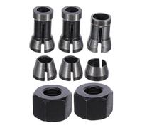 HAMPPLIES 8pcs Router Collet Chuck Set Carbon Steel with Trimmer Clamping Adaptor for Milling Machines Engraving and Woodworking Tools