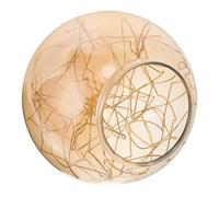 HAMPPLIES Amber Glass Globe Lamp Shade with Gold Curved Wire Single Replacement Cover for Modern Pendant Lights Easy to Install Lampshade for Living and Bedroom Lighting