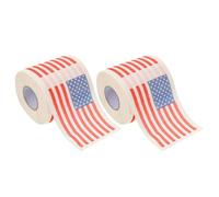 HAMPPLIES American Flag Printed Toilet Paper Roll, 3-ply 150 Sheets 10x10cm, 2pcs Decorative Bathroom Tissue for Party and Home Use