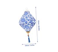 HAMPPLIES Antique Style Floral Pattern Blue and White Porcelain Lantern Outdoor Satin Cloth Hanging Lantern Decor for Mid-autumn Festival Garden Patio Porch