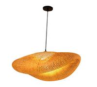 HAMPPLIES Bamboo Chandelier Tearoom Pendant Light with Light Source Chinese Zen Style Hotpot Lamp for Restaurant Iron Bamboo Weaving Southeast Asian Hotel and Home Decor