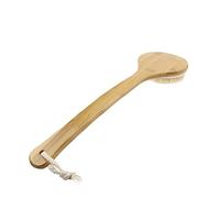 HAMPPLIES Bamboo Handle Bristle Bathing Brush with Soft Bristles Deep Cleansing Back Scrubber for Men Women S Long Handle Exfoliator Body Massage Shower Spa