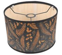HAMPPLIES Bamboo Lampshade with Plant Pattern Printed Design Rustic Drum Lamp Shade for Table and Floor Lamps Solid Metal and Bamboo Construction Soft Light Diffuser for Bedroom and Living