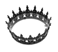 HAMPPLIES Baroque Black Queen Crown Alloy Tiara Headband Wedding Bridal Crystal Headpiece for Women Elegant Gothic Festival Costume Accessory