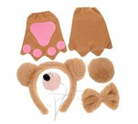 HAMPPLIES Bear Costume Props with Soft Ears Headband Bowtie Tail Gloves and Fake Nose Kit for Parties Cosplay and Dance Events Comfortable Skin Friendly Animal Dress Up Accessories for All