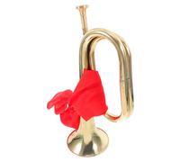HAMPPLIES Beginner Bugle Trumpet Metal Horn Instrument for School Band Orchestra Unique Fashionable Design Golden Color with Red Scarf Suitable for Music Events and Sports Fans