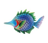 HAMPPLIES Blue Metal Fish Wall Hanging Ornament Iron Wall Art Decor for Home Garden Ocean Theme Decorative Fish Hanging Decorations