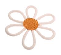 HAMPPLIES Bohemian Daisy Floral Wall Decor Cotton Rope Woven Flower Hanging for Girl Nursery Decoration Medium White Boho Wall Hanging Accent