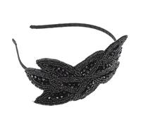 HAMPPLIES Bohemian Rhinestone Hairband Women’s Vintage Style Beaded Headband Handmade Girl Headdress Accessory for Wedding Party Black