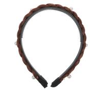 HAMPPLIES Braided Headband Pearls Fishbone Braid Wig Style for Women Teens and Fashion Lovers for Holiday Parties Daily Wear Casual Outings