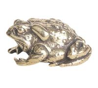 HAMPPLIES Brass Toad Figurine Vintage Style Solid Desktop Decor for Wealth Prosperity Chinese Collection Animal Sculpture Ornament for Living Office Bedroom
