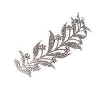 HAMPPLIES Bridal Headband Rhinestone Headband Delicate Leaves Shaped Silver Alloy Wedding Crown Easy to Put on Jewelries Decoration Photography Performance Hair Accessories