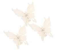 HAMPPLIES Butterfly Hair Claw Clips 3pcs Large 10cm Hair Clamps for Thick and Cream White for Women