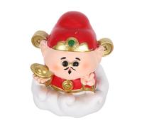 HAMPPLIES Cai Shen Resin Statue Ornament for Desk Feng Shui Wealth Sculpture Compact Handcarved Figurine Positive Energy Lucky Decoration for Chinese Year