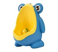 HAMPPLIES Cartoon Frog Boy Training Urinal Potty with Hanging Durable PP Material Standing Potty for Easy to Clean Portable Urinal Trainer Blue with Green Airplane Design