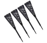 HAMPPLIES Cemetery Flower Vases Elegant Memorial Grave Flower Holders Cone-shaped Abs 4pcs Black with Spike Hollow-out and Plants at Cemetery Or Bed