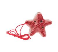 HAMPPLIES Ceramic Alto C Ocarina with Ocean Star Design Wind Instrument for Beginners Music Lessons and Beach Party Favors Bright Red Glaze Encourages Practice and Creative Play