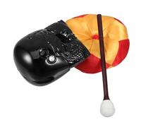 HAMPPLIES Chanting Synthetic Temple Block with Mallet and Cushion Imitation Woodblock for Meditation and Religious Home Decor Smooth Engraved Surface Producing Melodious Sound