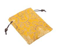 HAMPPLIES Chic Silk Pouch for Jewelry Storage Tibetan Artisanal Embroidered Singing Bowl Bag Drawstring for Women Travel Jewelry Wrap