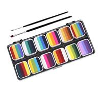 HAMPPLIES Color Gradient Matte Pearl Body Paint Palette with Brushes Safe Water-activated Face Paint Kit for Halloween Cosplay Birthday Parties Non-toxic Makeup for Skin Art