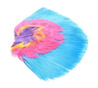 HAMPPLIES Colorful Fluffy Rainbow Chicken Wig for Women Soft Pet Material Halloween Christmas Party Cosplay Accessory Easy Wear Masquerade Fancy Dress Hairpiece